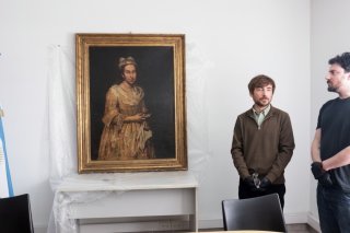 Le tableau, intitulé "Portrait d'une Dame", de l'Italien Giuseppe Ghislandi (1655-1743), avait été volé aux Pays-Bas durant la seconde guerre mondiale. KEYSTONE/EPA/STR